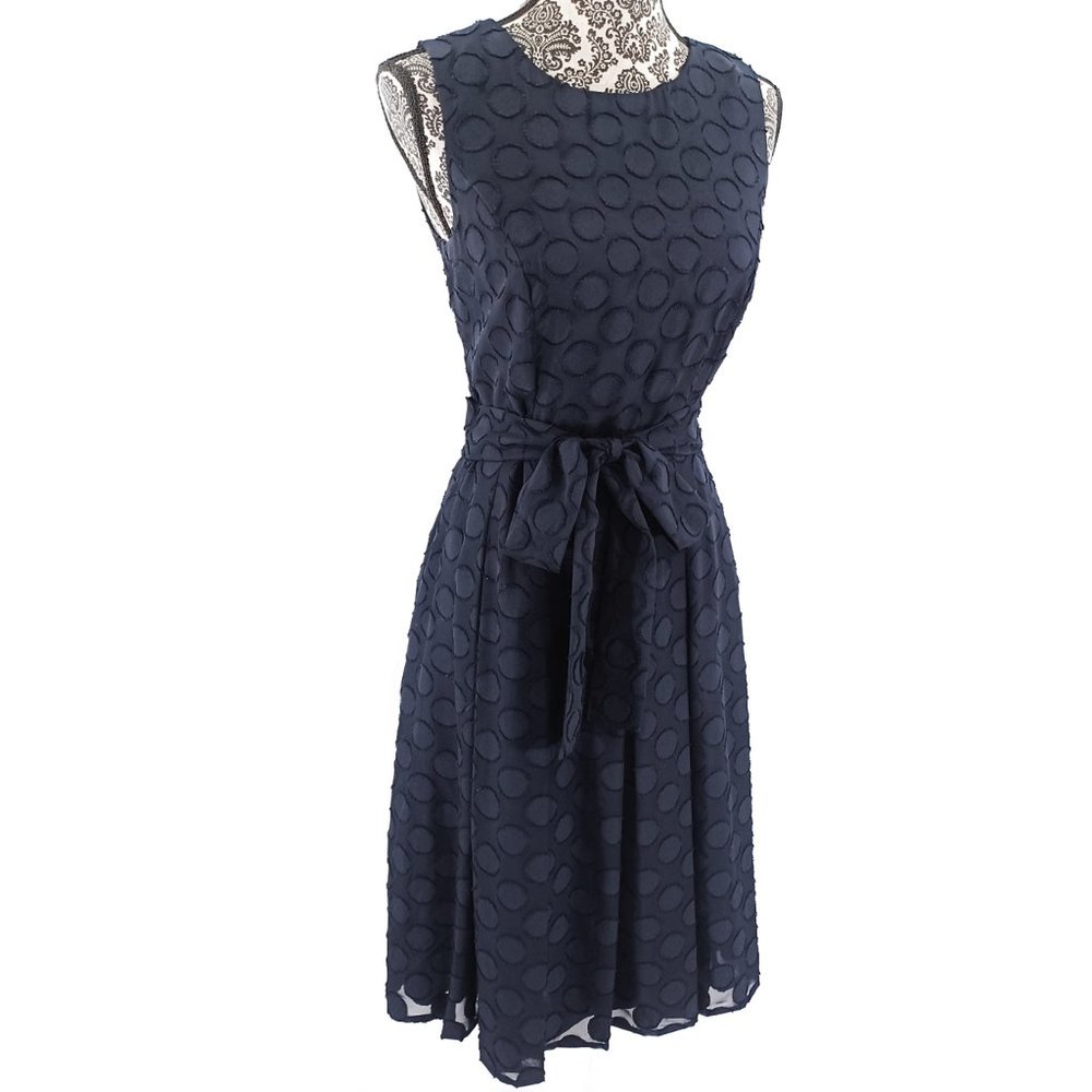 TOMMY HILFIGER Dress Sleeveless Circle Burnout Chiffon Box Pleat Skirt 6 - Picture 2 of 5